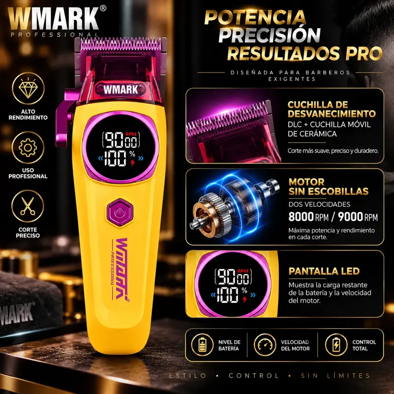 Cortadora De Pelo Carga Inalam Y Accesorios Wmark Ng 8004SET