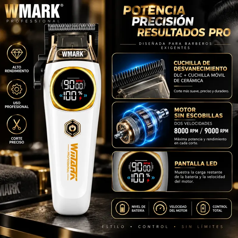 Cortadora De Pelo Carga Inalam Y Accesorios Wmark Ng 8004SET