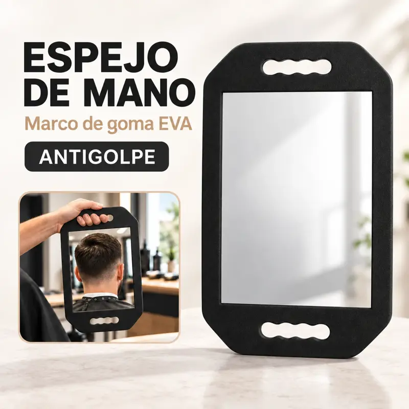 Espejo de Mano Reforzado Barberplus para Barberia Peluquera
