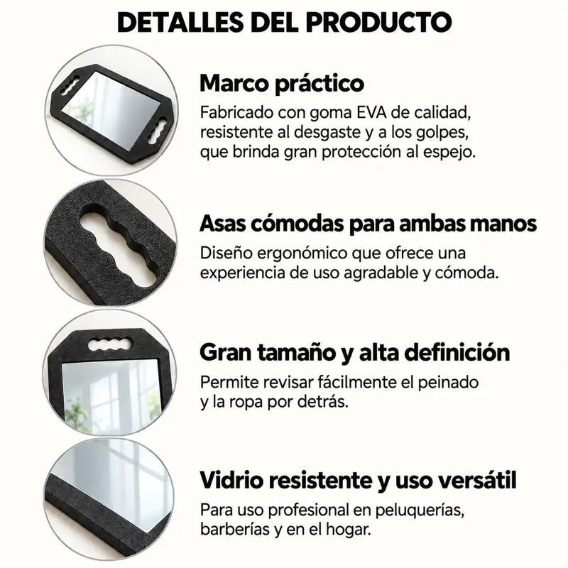 Espejo de Mano Reforzado Barberplus para Barberia Peluquera