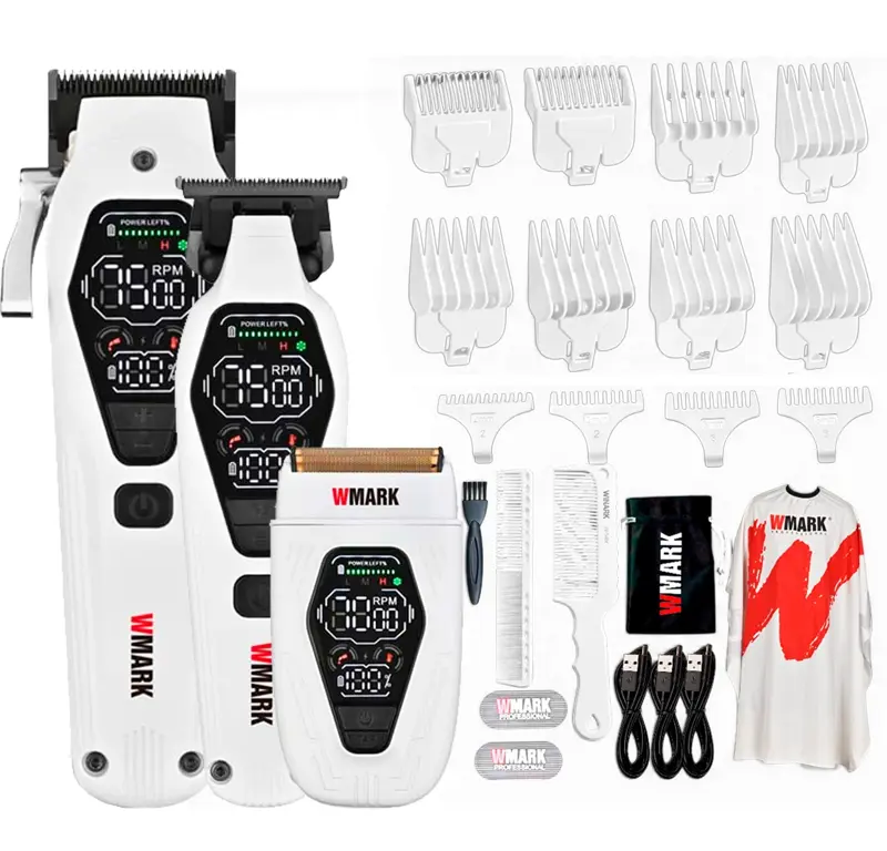 Kit 3 En 1 Clipper + Trimmer + Afeitadora Wmark Ng 7602