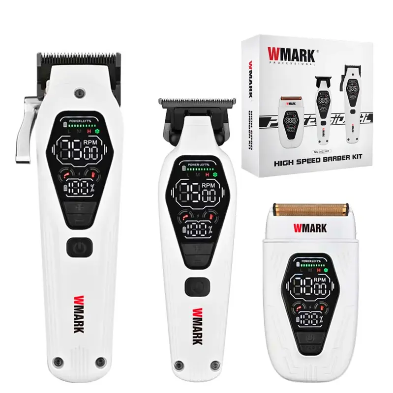 Kit 3 En 1 Clipper + Trimmer + Afeitadora Wmark Ng 7602