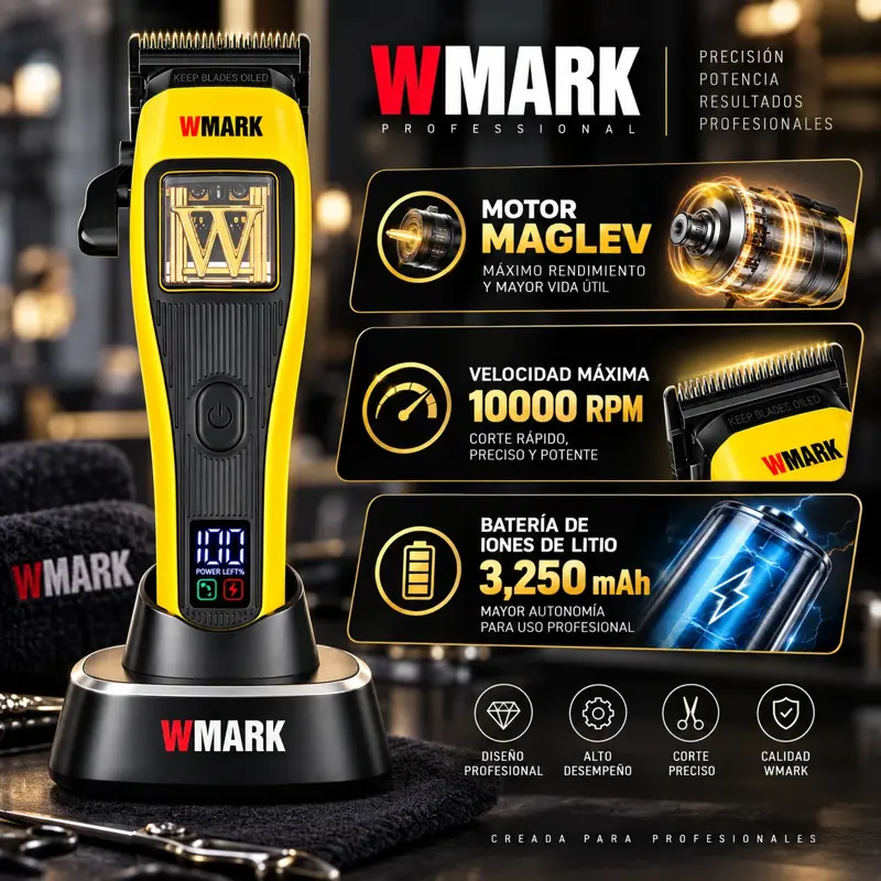 Set Clipper + Trimmer Inalam Motor Vectorial 10000 Rpm Wmark