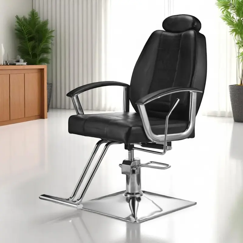 Sillon De Barberia De Cuero Apoyacabeza Ajustable Hidráulico