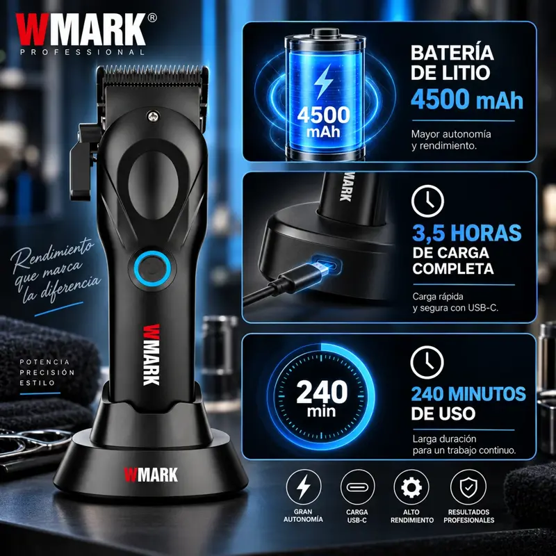Set Clipper C/Acces 8500 Rpm + Trimmer Inalam 7500 Rpm Wmark