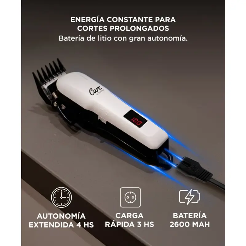 Máquina de Cortar Pelo Care By Gadnic Inalámbrica Profesional 10 Peines Accesorios