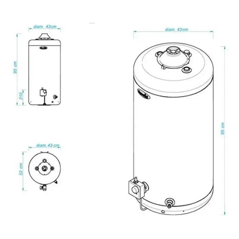 termotanque multigas escorial estándar 80l blanco 80l