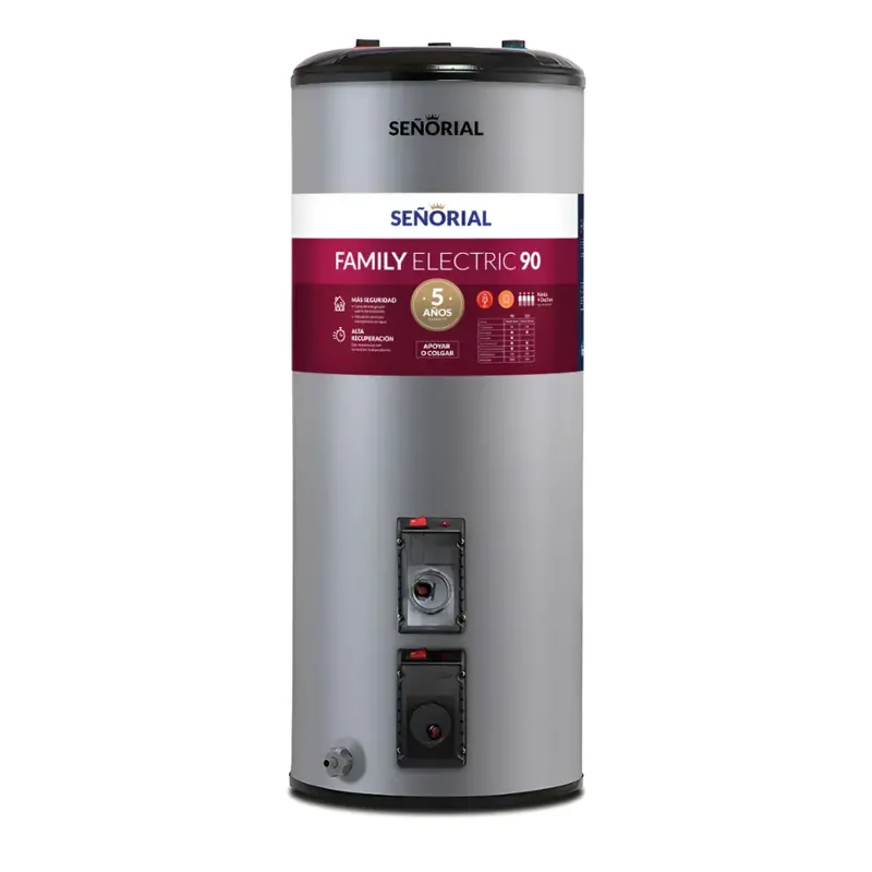 termotanque electrico 90 litros carga superior gris señorial family
