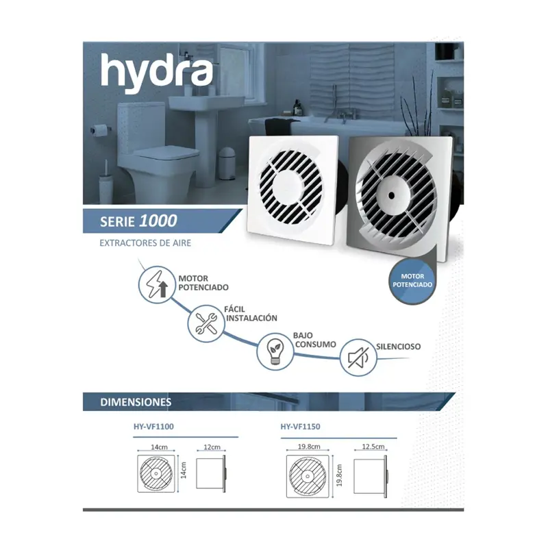 Extractor De Baño Potenciado Hydra Hy vf1100