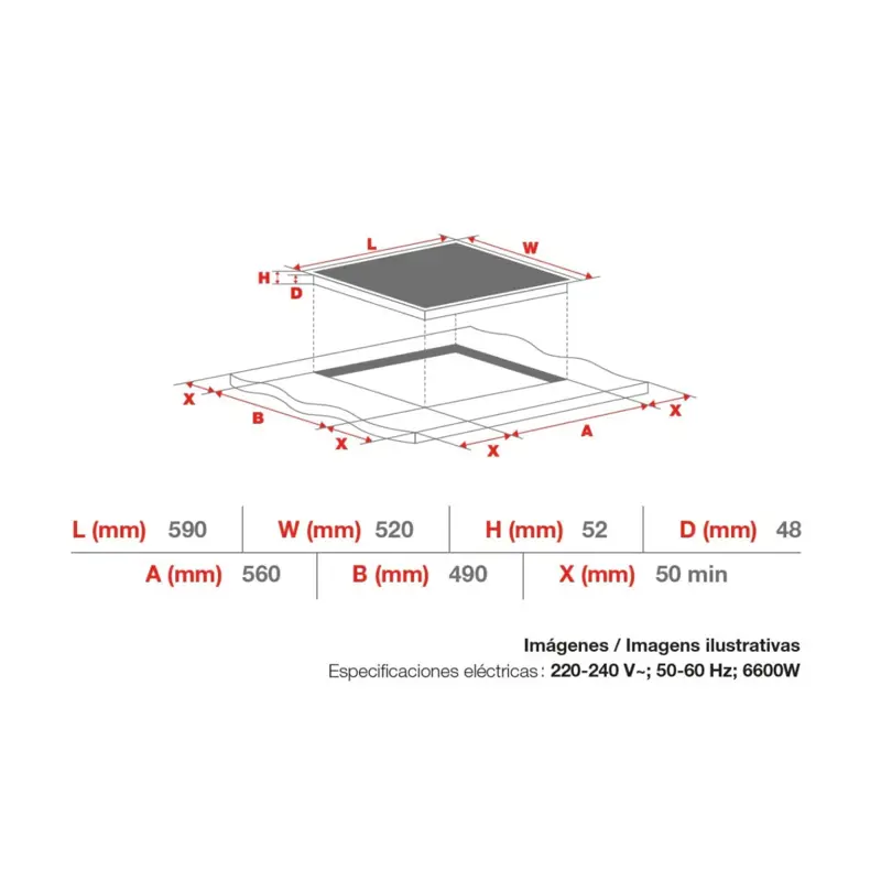 Anafe Eléctrico Telefunken AV4080 Empotrable 6600W