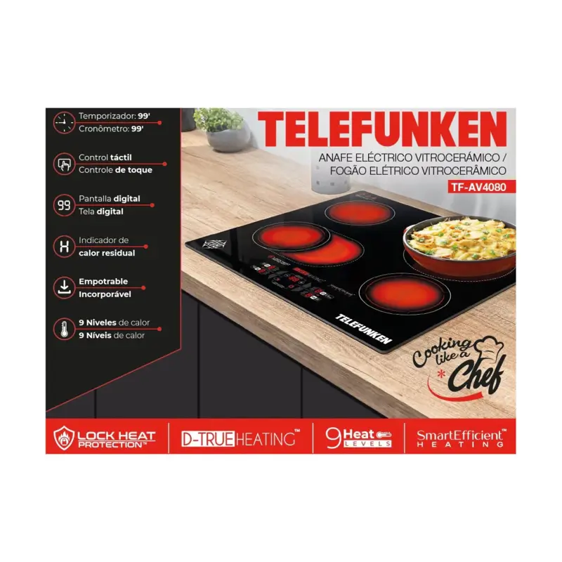 Anafe Eléctrico Telefunken AV4080 Empotrable 6600W