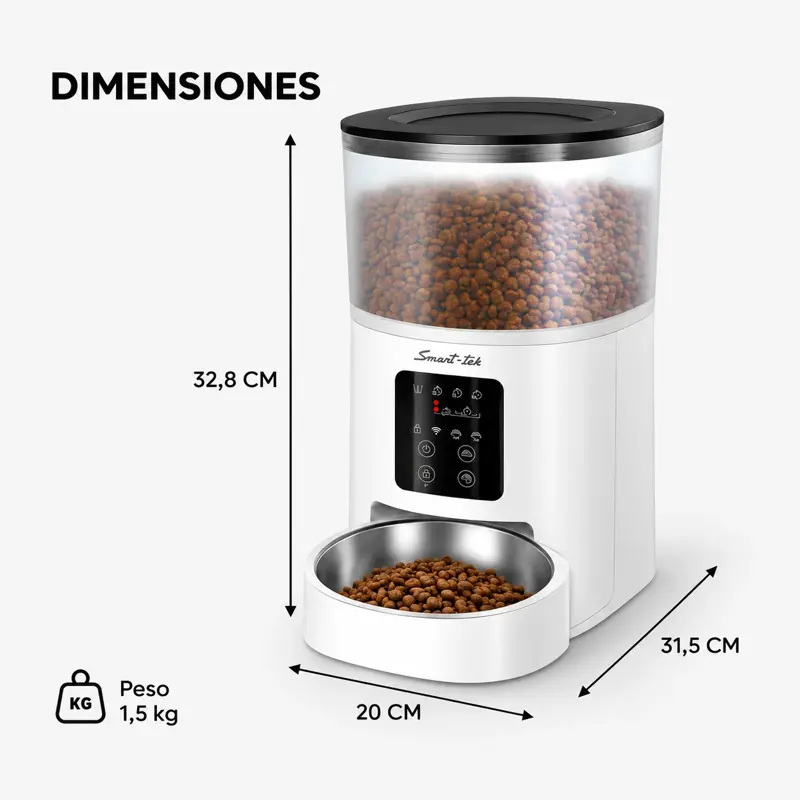 Comedero Dispenser Smart Tek Automático Animales Wifi PF150