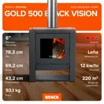Calefactor a Leña Bosca Gold 500 Black Vision Charcoal