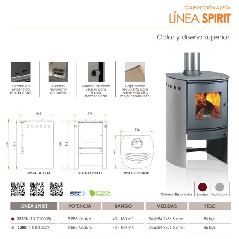 Calefactor a Leña Bosca Spirit 380