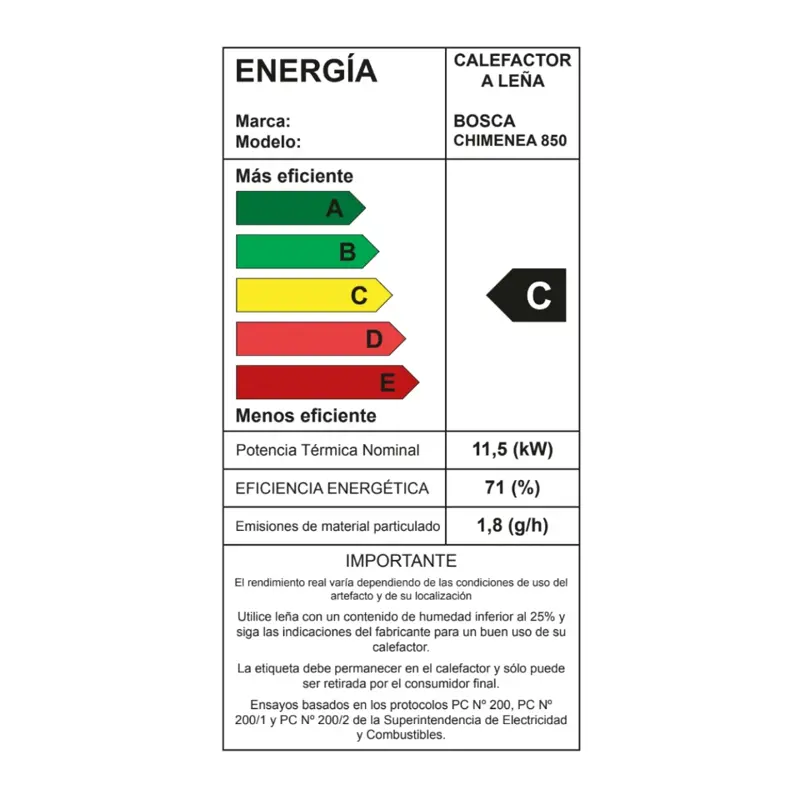 Calefactor Chimenea Insertable Bosca a leña 850 Freestanding