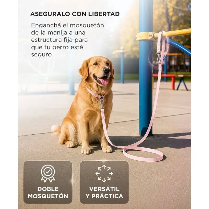 Correa Para Perro Gris Gadnic 180 Cm PVC Impermeable Anti Olor Con Mosquetón