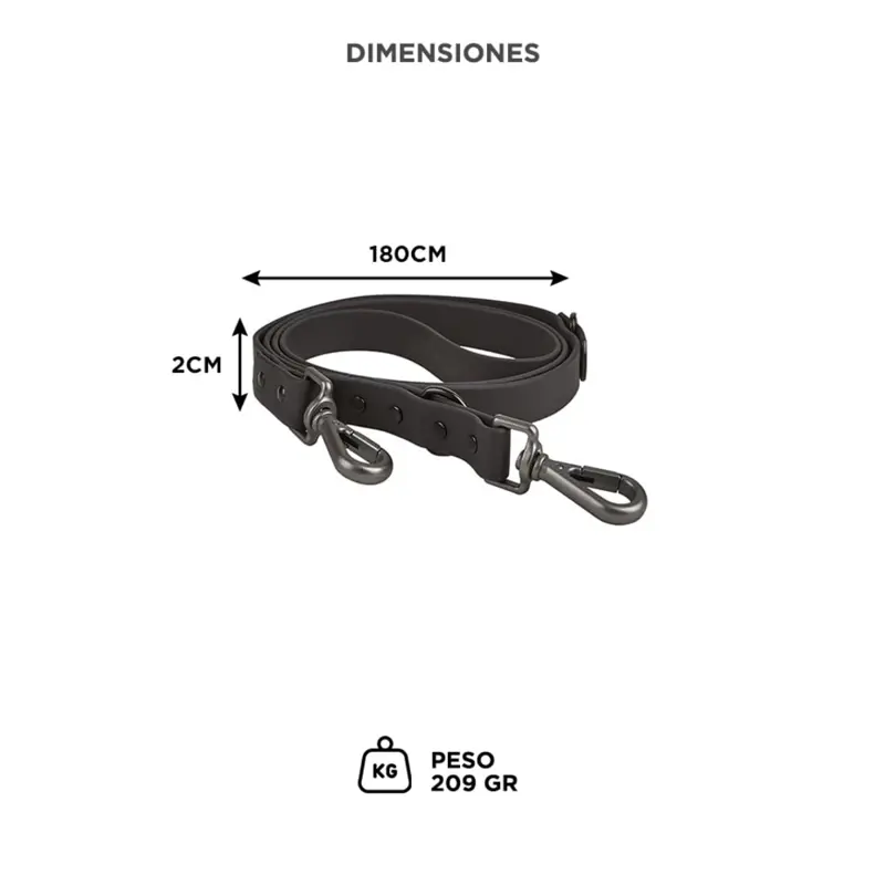 Correa Para Perro Gris Gadnic 180 Cm PVC Impermeable Anti Olor Con Mosquetón