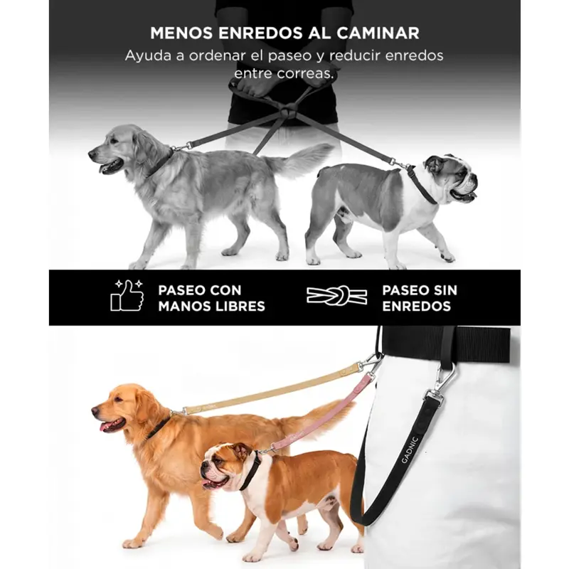Correa Extensora Antienredos Rosa Gadnic 60 Cm PVC Nylon Ganchos Metálicos Reforzados