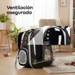Mochila Capsula Transportadora para Gatos Perros Waggs Negra