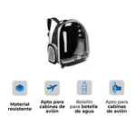 Mochila Capsula Transportadora para Gatos Perros Waggs Negra