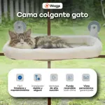 Cama Colgante para Gato WAGGS con Ventosas de Alta Succión Reversible