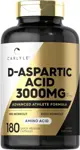 Suplemento Carlyle de ácido D-aspártico en cápsulas de 3000 mg, 180 unidades