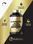Suplemento Carlyle de ácido D-aspártico en cápsulas de 3000 mg, 180 unidades