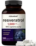 Suplemento NatureBell Resveratrol 1000 mg 180 cápsulas vegetarianas