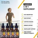 Gotas de vitamina D3 K2 con aceite MCT Omega 3 5000 UI 30 ml (paquete de 4 unidades)