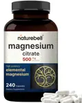 Suplemento de citrato de magnesio NatureBell 500 mg 240 cápsulas