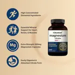 Suplemento de citrato de magnesio NatureBell 500 mg 240 cápsulas