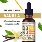 (paquete de 2) Vitamina D3 K2 líquida de 5000 UI con aceite MCT Omega 3 de 60 ml