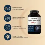 Suplemento de ácido alfa lipoico NatureBell 600 mg con complejo B1