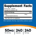 Suplemento Nutricost DHEA 50 mg 240 cápsulas sin gluten