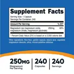 Suplemento Nutricost Magnesium Complex 250 mg 240 cápsulas