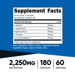 Suplemento Nutricost Potenciador de Óxido Nítrico 2250 mg 180 Cápsulas
