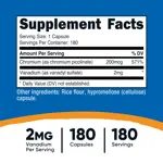 Suplemento de Vanadio y Cromo Nutricost 2 mg 180 Cápsulas Paquete de 2
