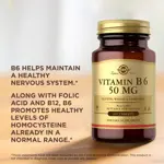 Suplemento Solgar de vitamina B6-100 en comprimidos de 50 mg