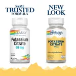 Suplemento de citrato de potasio Solaray 99 mg, 60 cápsulas vegetales