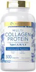 Cápsulas de proteína de colágeno Carlyle Multi, 2000 mg, 300 unidades