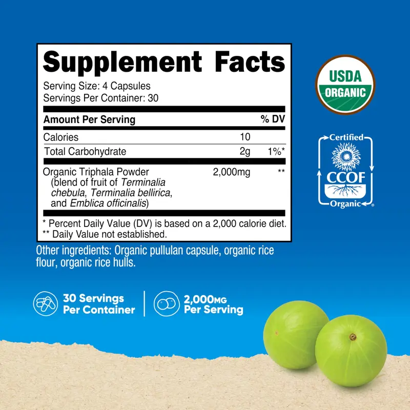 Suplemento Nutricost Triphala Orgánico 2000 mg 120 Cápsulas