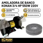 Amoladora de Banco 500 Watts Konan KAB/200