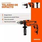 Taladro De Impacto Daewoo Daid750bx 750 Watt 3300 Rpm 13 Mm