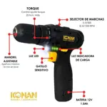 Taladro de Impacto Konan a bateria 12v + maletin 