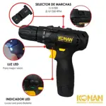 Taladro de Impacto Konan a bateria 12v + maletin 