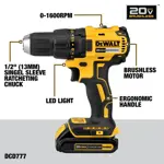 Taladro inalámbrico DEWALT 20V MAX XR 2.0Ah DCD777D1