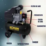Konan Compresor De Aire 2hp 24 Lts 220v 8bar - 115psi