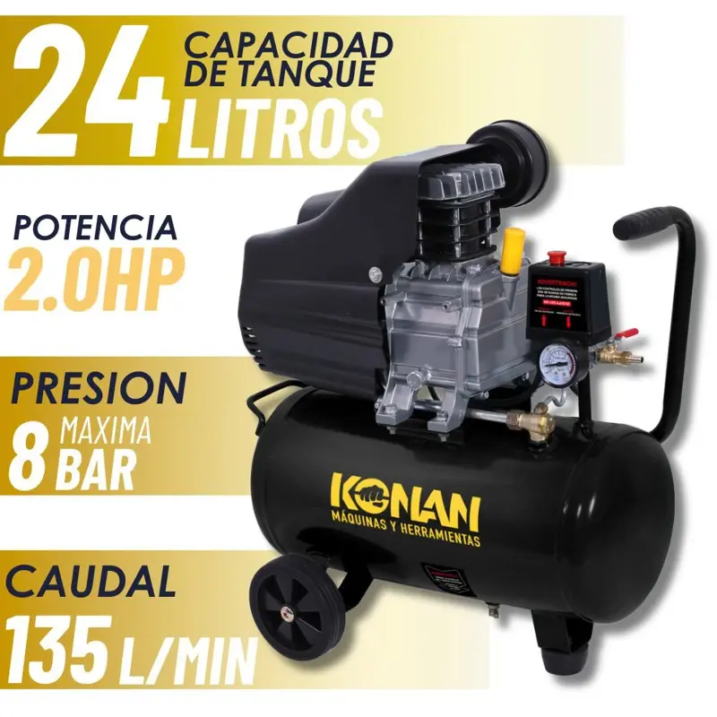 Konan Compresor De Aire 2hp 24 Lts 220v 8bar 115psi