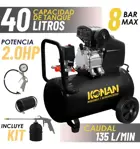 Compresor De Aire Con Kit Konan 40 Lts 2hp 8 Bar 135 L/min Negro 50 Hz Monofásica