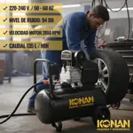 Compresor De Aire Con Kit Konan 40 Lts 2hp 8 Bar 135 L/min Negro 50 Hz Monofásica